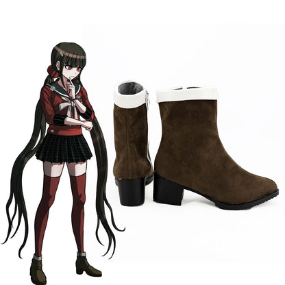 Danganronpa V3: Killing Harmony Maki Harukawa Brown Shoes Cosplay Boots