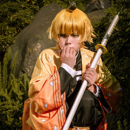 Cazador de demonios: Kimetsu No Yaiba Agatsuma Zenitsu disfraz de Cosplay