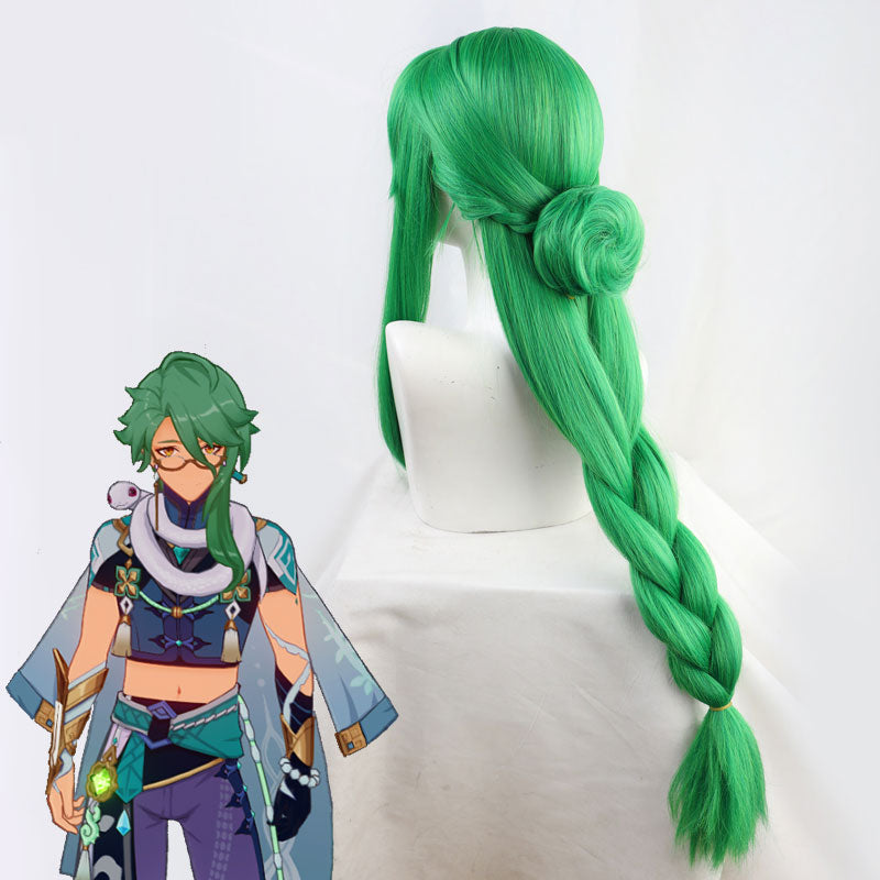 Genshin Impact Baishu Green Cosplay Wig