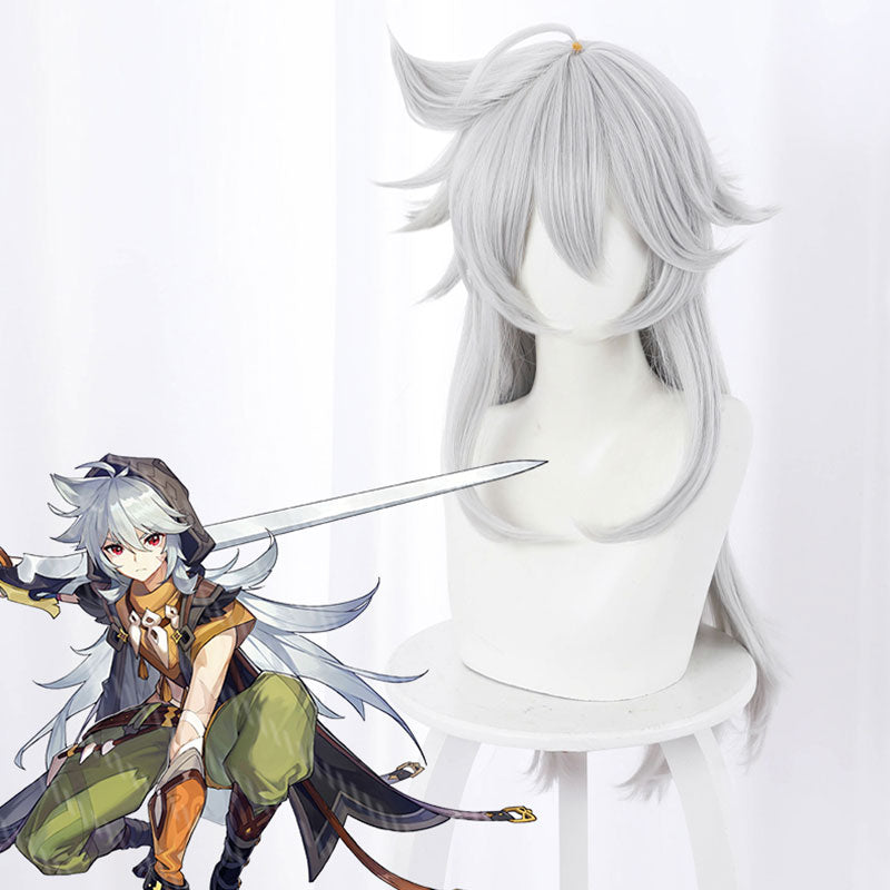 Genshin Impact Razor Silver Grey Cosplay Wig
