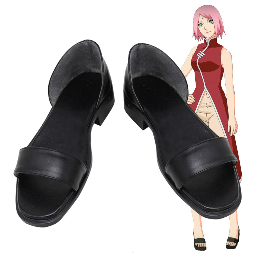 Sakura Haruno from Boruto Naruto Black Cosplay Shoes