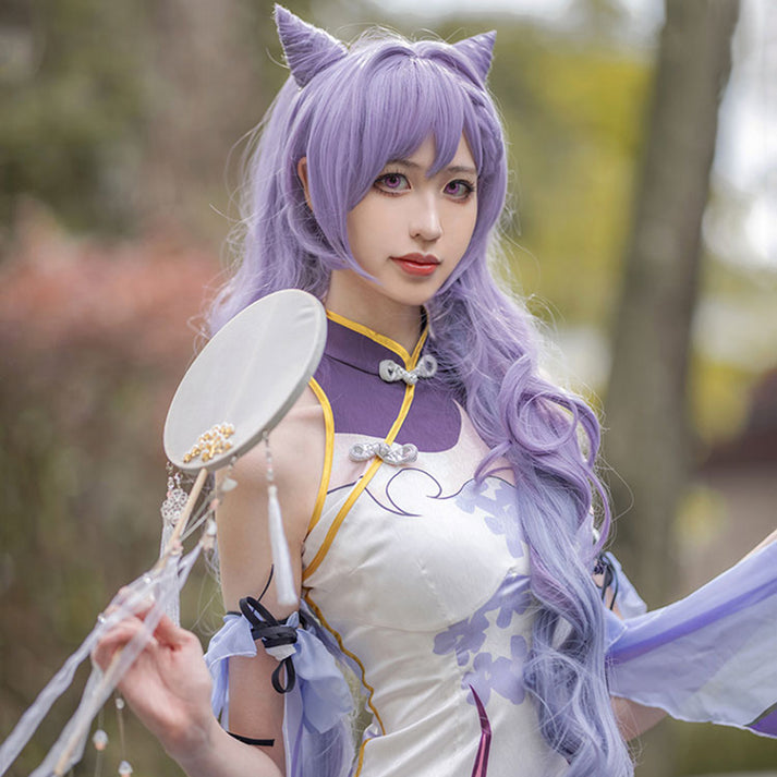 Game Genshin Impact Xing qiu Cosplay Costume Dress Robe Cheongsam