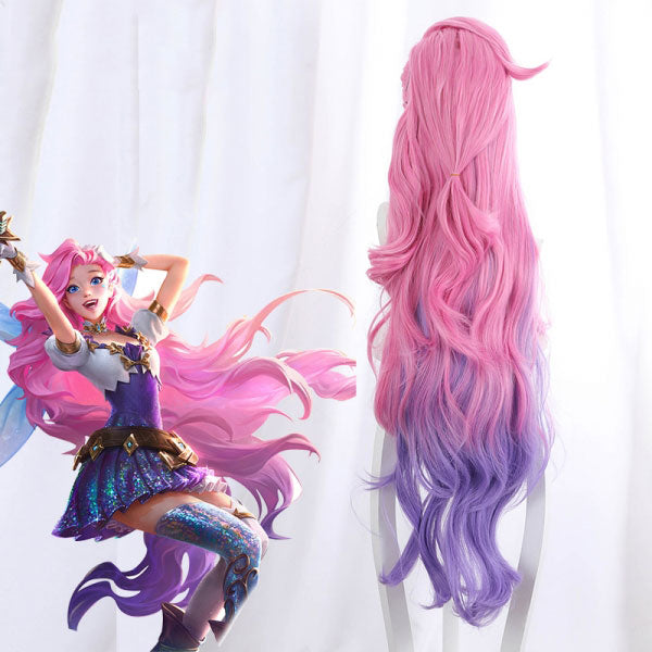 League Of Legends LOL The Starry-Eyed Songstress Seraphine Pink Cosplay Wig
