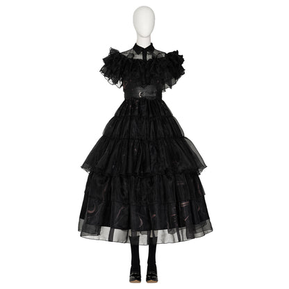 Wednesday The Addams Family (2022 TV Series) Wednesday Black Raval Ball Dress Cosplay Costume