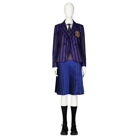 Wednesday (2022 TV Series) Nevermore Academy Uniform Purple Female Cosplay Costume