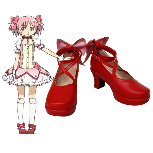 Puella Magi Madoka Magica Kaname Madoka Red Cosplay Shoes