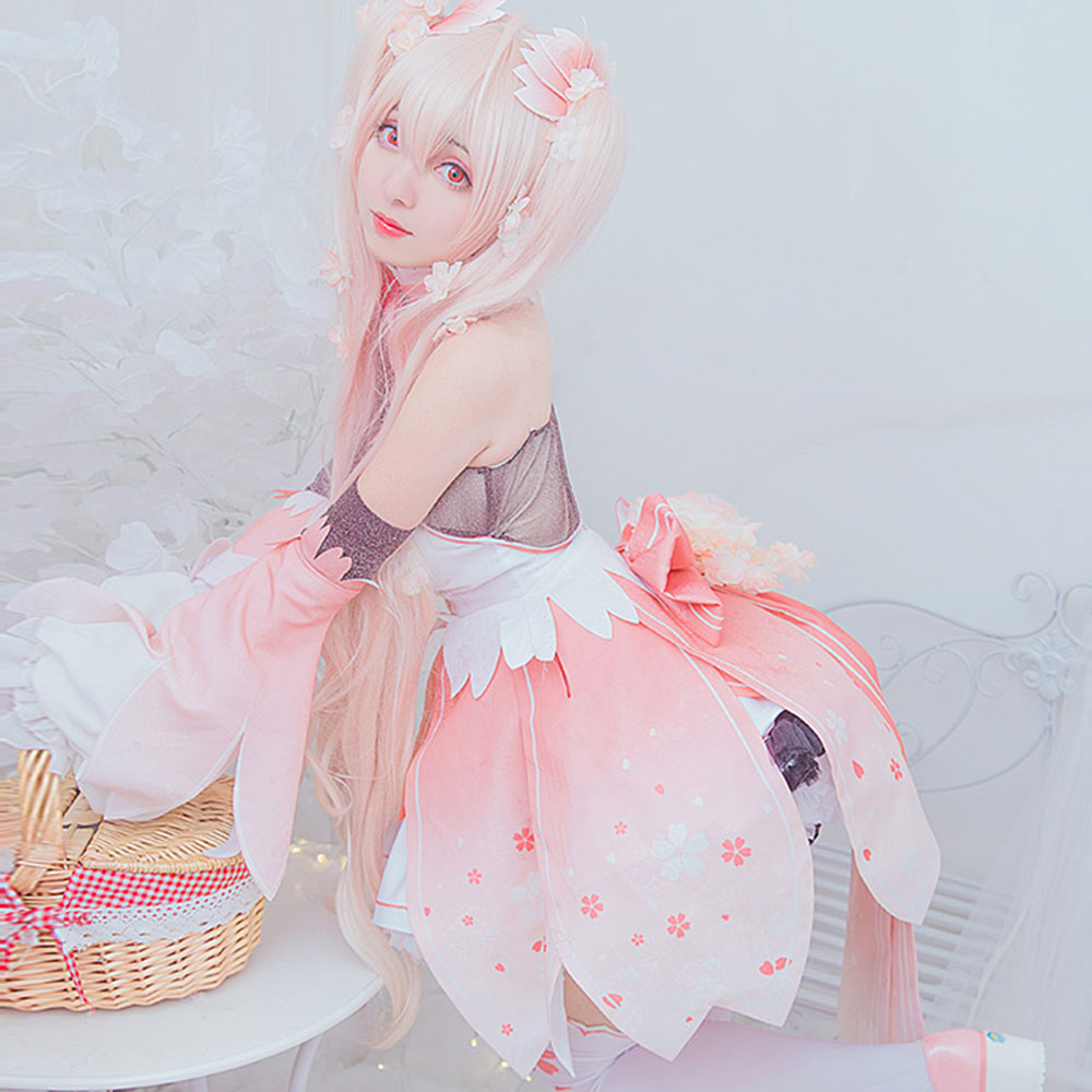 Vocaloid Hatsune Miku Sakura Miku vestido rosa disfraz de Cosplay