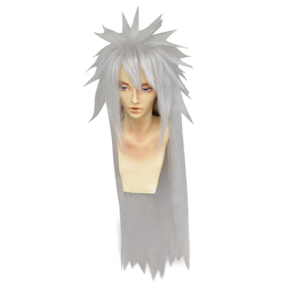 Shippuuden Jiraiya de Naruto Halloween gris plata Cosplay peluca