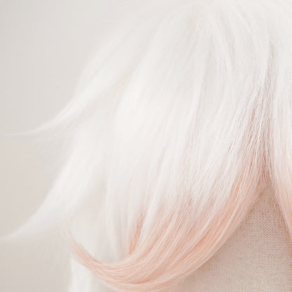 Super Danganronpa 2 Komaeda Nagito White Pink Cosplay Wig