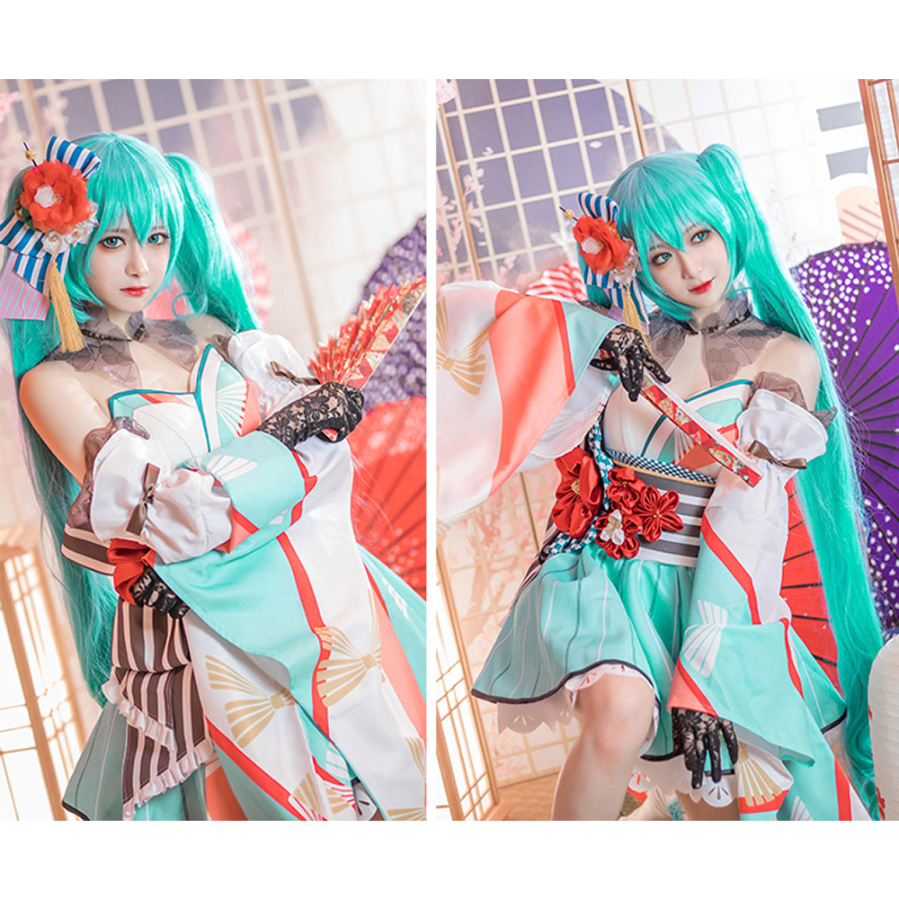 Costume Kimono Geisha Viola Vocaloid Luka - Completo Carnevale Giapponese Kawaii-Story