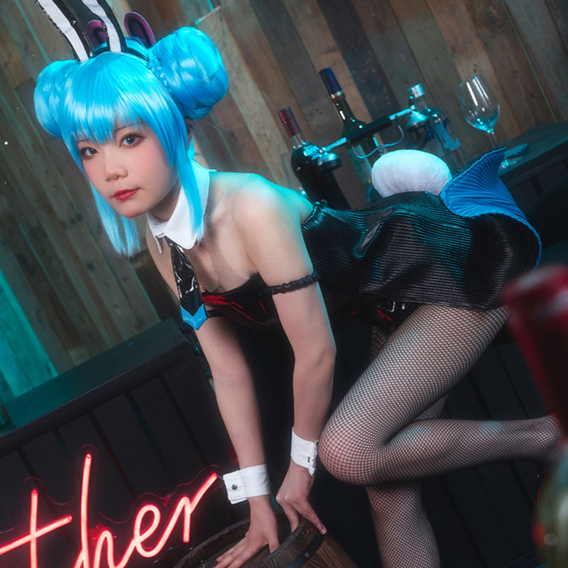 Vocaloid Hatsune Miku negro conejito chica conejo negro Halloween Cosplay disfraz