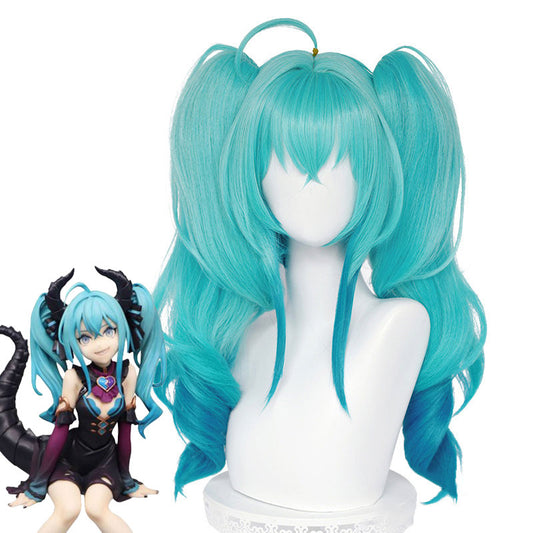Vocaloid Little Devil Hatsune Miku Halloween azul verde Cosplay peluca