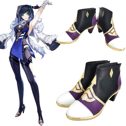 Genshin Impact Yelan Schwarz Lila Cosplay Schuhe